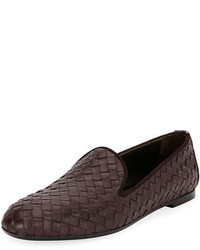 Dark Brown Woven Loafers