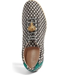 Gucci Bambi Dot Woven Sneaker With Genuine Snakeskin Detail