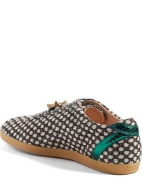 Gucci Bambi Dot Woven Sneaker With Genuine Snakeskin Detail