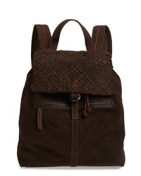 Dark Brown Woven Suede Backpack