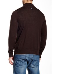 Tailorbyrd Brown U Quarter Zip Wool Sweater