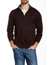 Tailorbyrd Brown U Quarter Zip Wool Sweater