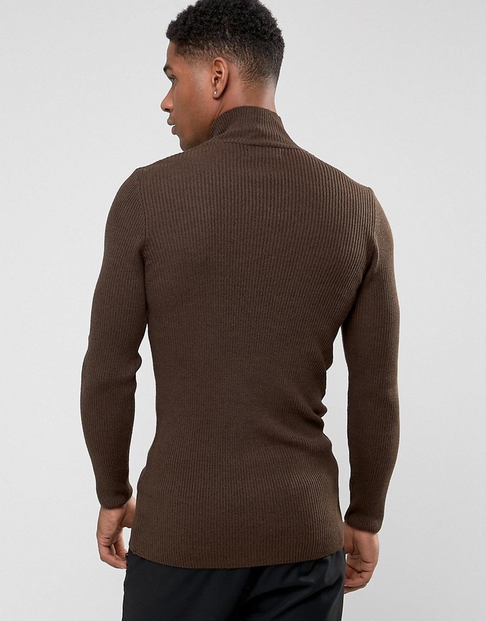 DREYDEN, Half Zip Ribbed Sweater, Men