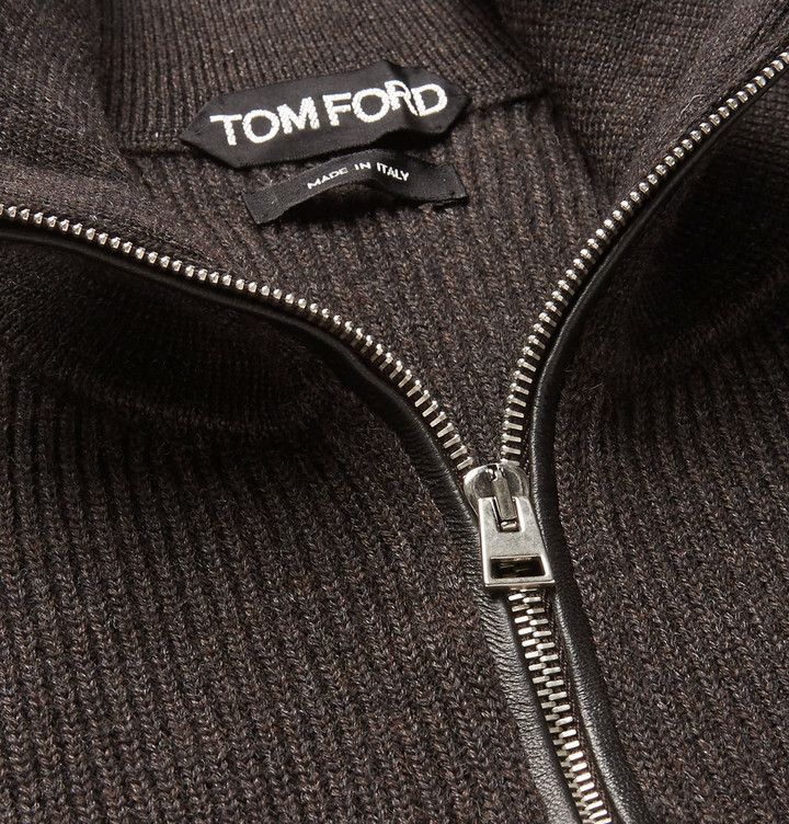 Tom Ford Ribbed Wool Half Zip Sweater, $1,445 | MR PORTER | Lookastic