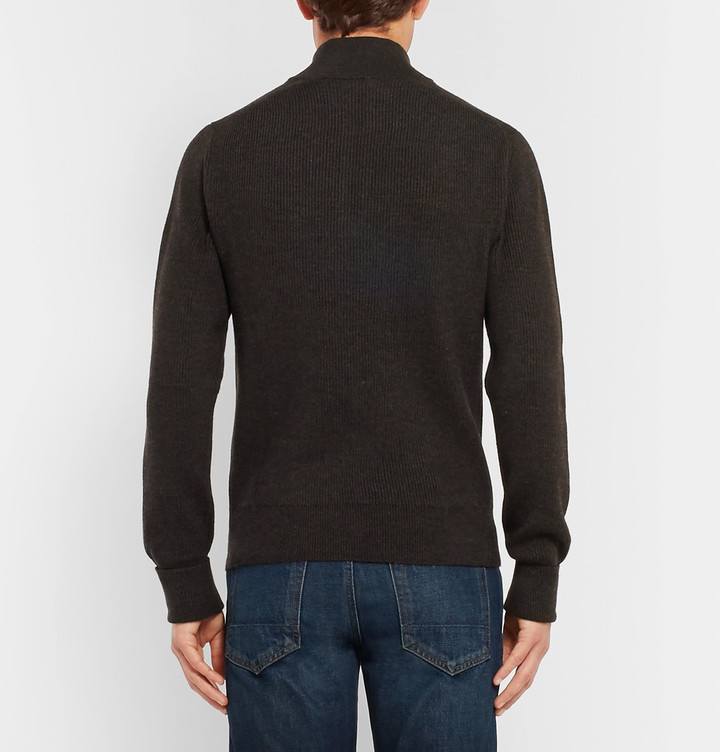 Tom Ford Ribbed Wool Half Zip Sweater, $1,445 | MR PORTER | Lookastic