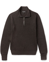 Tom Ford Ribbed Wool Half Zip Sweater
