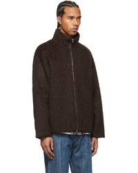 Our Legacy Brown Wool Mohair Zip Up Sweater