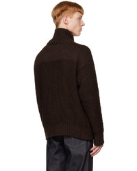 Jil Sander Brown Zip Sweater