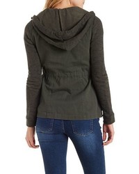 Charlotte Russe French Terry Twill Hooded Anorak Jacket