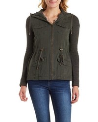 Charlotte Russe French Terry Twill Hooded Anorak Jacket