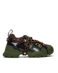 Gucci Green Removable Crystals Flashtrek Sneakers