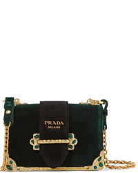 Prada Cahier Box Velvet Shoulder Bag Emerald