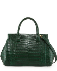 Nancy Gonzalez Loop Crocodile Medium Satchel Bag Green