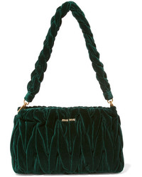 Miu Miu Matelass Velvet Shoulder Bag Emerald