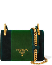 Prada Pattina Velvet Shoulder Bag Emerald