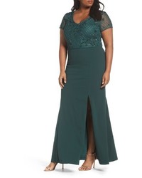 Adrianna Papell Plus Size Beaded Crepe Gown