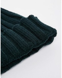 Asos Brand Pointed Ribbed Beanie In Green