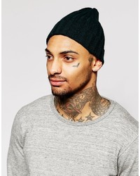 Asos Brand Pointed Ribbed Beanie In Green