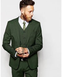Asos Brand Skinny Suit Jacket In Green
