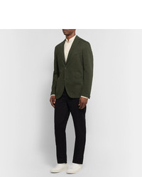 Incotex Dark Green Gart Dyed Cotton And Cashmere Blend Twill Blazer