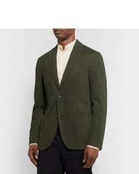 Incotex Dark Green Gart Dyed Cotton And Cashmere Blend Twill Blazer