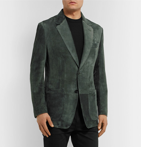 Green suede blazer best sale