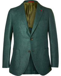 Isaia Emerald Wool And Silk Blend Blazer