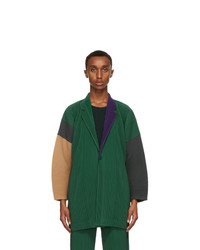 Homme Plissé Issey Miyake Green And Grey Tailored Pleats Blazer
