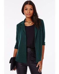 Missguided Aiesha Ponte Jersey Blazer Dark Green