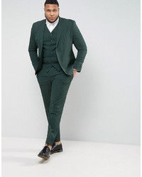 Asos Plus Slim Suit Jacket In Green