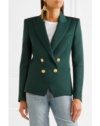 PIERRE BALMAIN Wool Twill Blazer Emerald