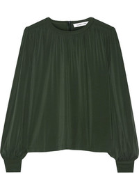 Elizabeth and James Juniper Gathered Stretch Jersey Blouse Forest Green