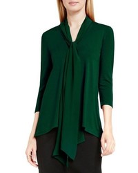 Vince Camuto Woven Scarf V Neck Jersey Top