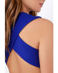 LuLu*s Betwixt And Between Royal Blue Backless Midi Dress