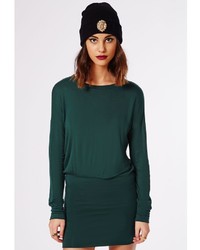 Missguided Jamini Long Sleeve Bodycon T Shirt Dress Deep Green