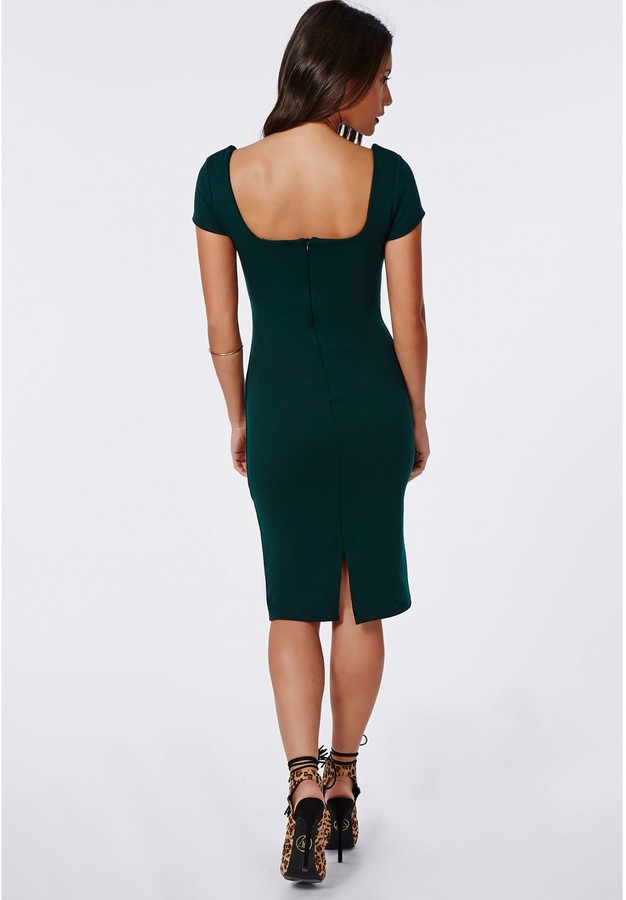 Missguided Sandrine Cap Sleeve Bodycon Dress Deep Green, $37 ...