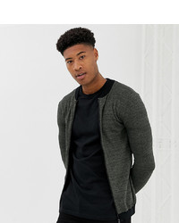 ASOS DESIGN Asos Tall Knitted Muscle Fit Bomber Jacket In Khaki Twist