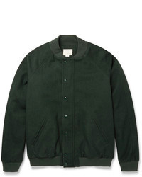 Band Of Outsiders Brushed Wool And Cotton Blend Bomber Jacket