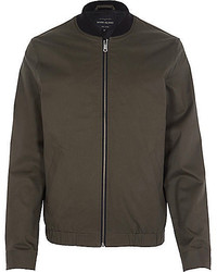 River Island Green Casual Contrast Neck Bomber Jacket