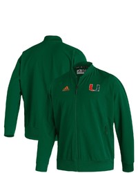 adidas Green Miami Hurricanes 2021 Sideline Woven Primeblue Full Zip Bomber Jacket In Green At Nordstrom