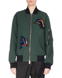 Proenza Schouler Oversized Bomber Jacket With Patches Forest