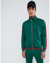 Criminal Damage Track Jacket In Green With Red