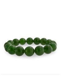 Bling Jewelry Round Gemstone Beads Moss Green Jade Stretch Bracelet 12mm