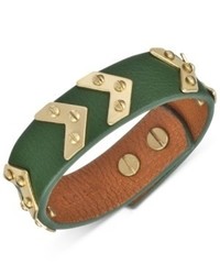 The Sak Bracelet Gold Tone Signature Chevron Hunter Green Leather Bracelet