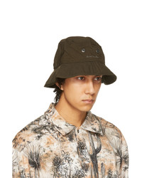 Acne Studios Khaki Nylon Logo Bucket Hat