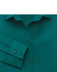 Charles Tyrwhitt Green Brushed Cotton Twill Semi Fitted Shirt