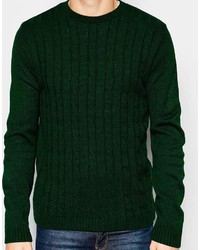 Asos Brand Cable Knit Sweater In Green