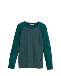 Burberry Cashmere Two Tone Cable Knit Sweater