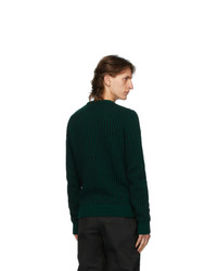 Off-White Green Intarsia Knit Sweater