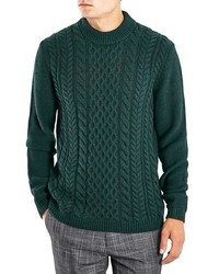 Topman Heavyweight Cable Knit Crewneck Sweater